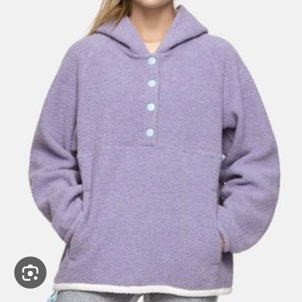 Outdoor voices lilac mega fleece Wool Blend Sweater Hoodie Size XS
